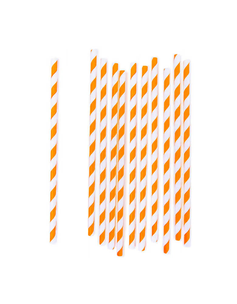 Orange & White Striped Paper Straws – Pack of 25 - FOR PURCHASE
