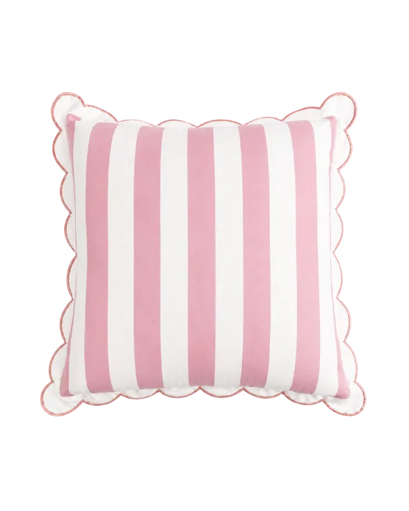 Pink & white scalloped cushion