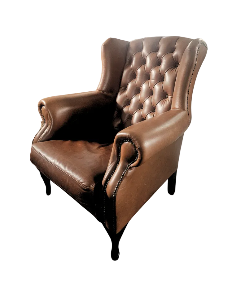 Brown Leather Wingback