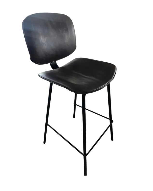 Grey Leather Barstool