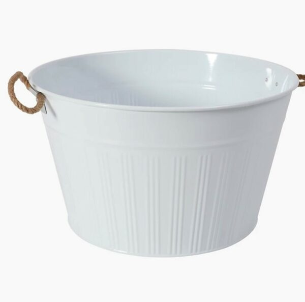 White Metal Ice Bucket with Rope Handles - FOR HIRE