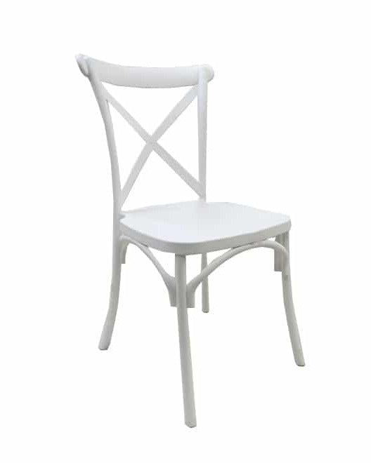 White Cross Back Chair - FOR HIRE