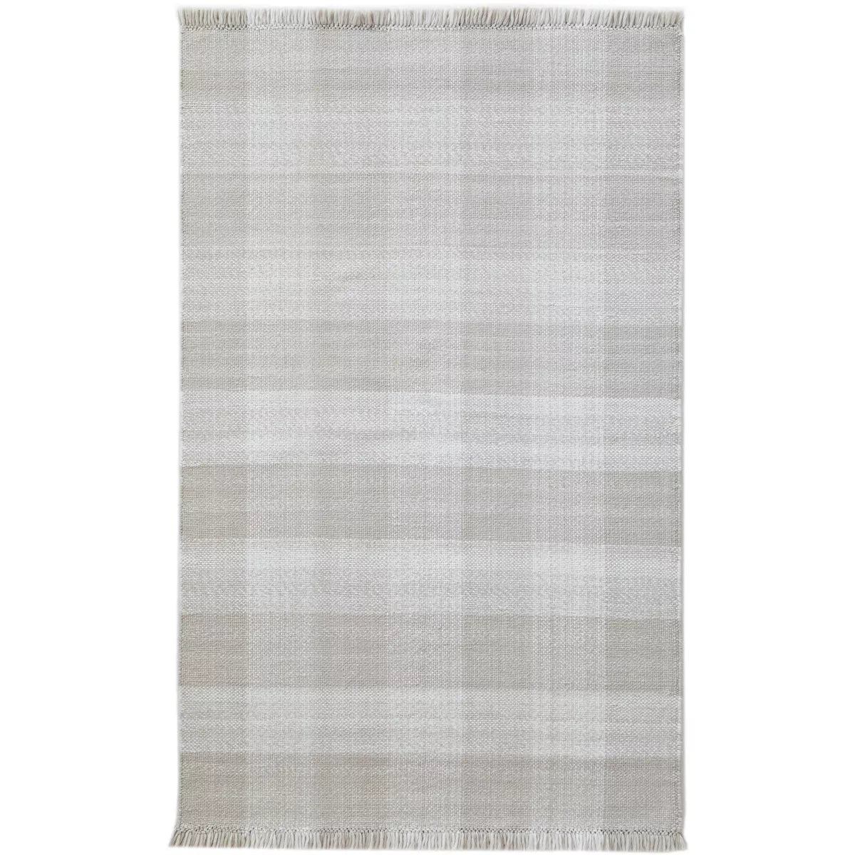 Light Grey and White Gingham Woven Rug (1150mm x 1640mm) - FOR HIRE