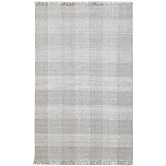 Light Grey and White Gingham Woven Rug (1150mm x 1640mm) - FOR HIRE