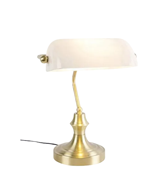 White glass bankers desk lamp- plug in