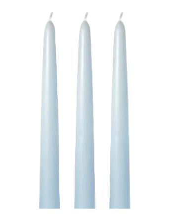 Light blue tapered dinned candle