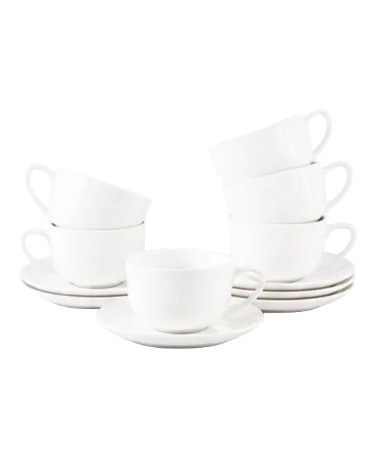 White tea cups with saucers