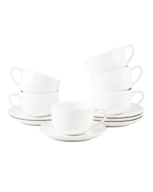 White tea cups with saucers
