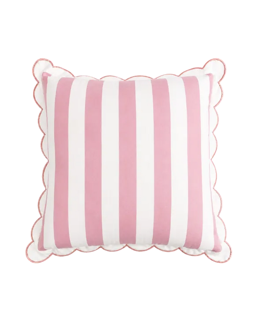 Pink & white scalloped cushion