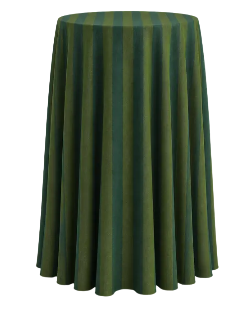 Club cocktail table striped tablecloth