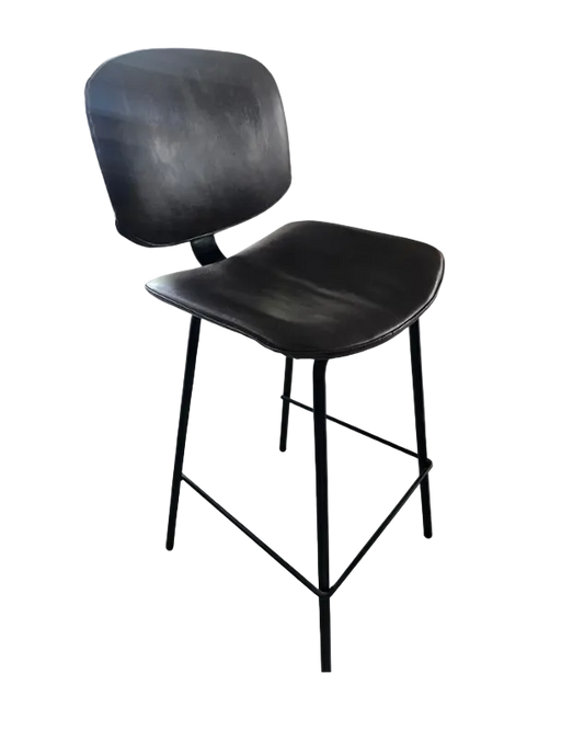 Grey Leather Barstool