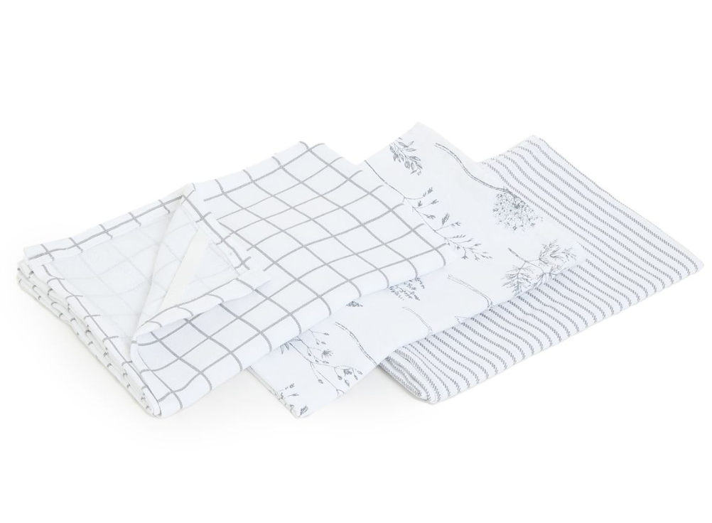 White & Grey Dish Towel- FOR HIRE