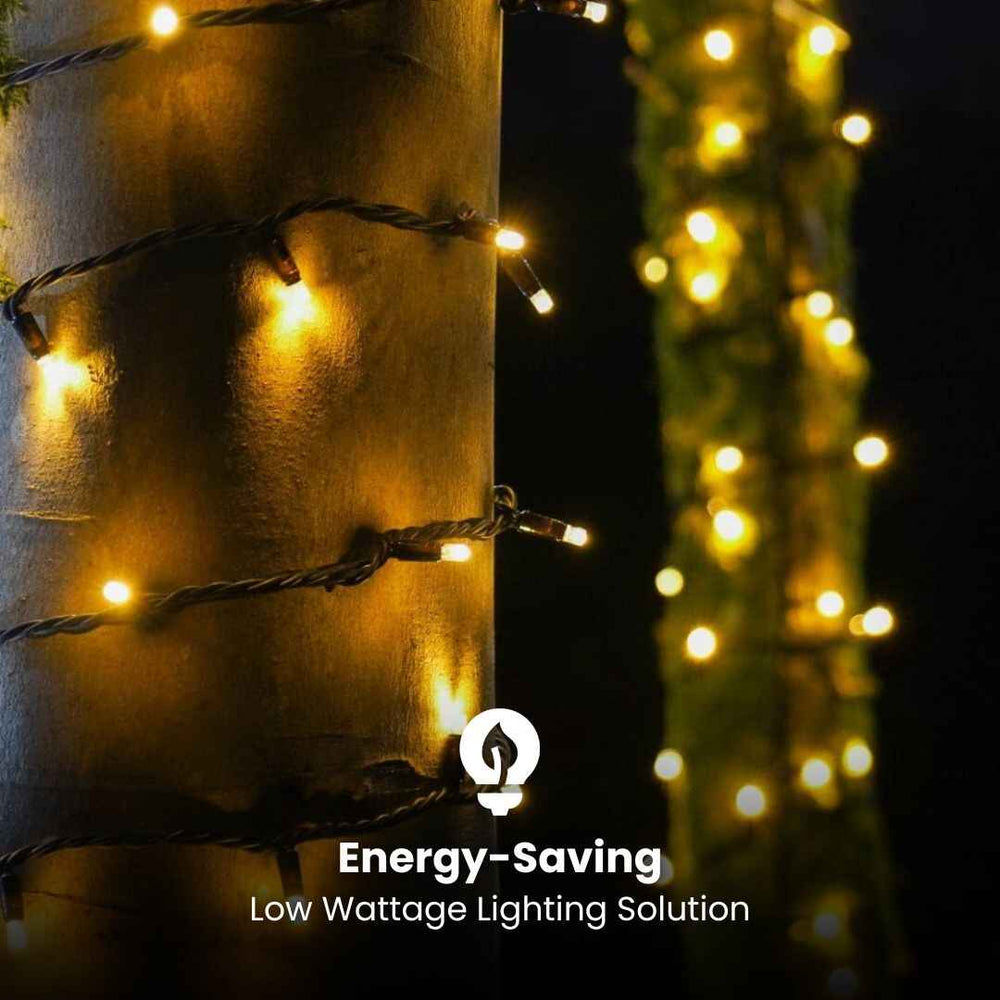 Outdoor Heavy Duty Fairy Lights 10m Warm White - Black String - FOR HIRE